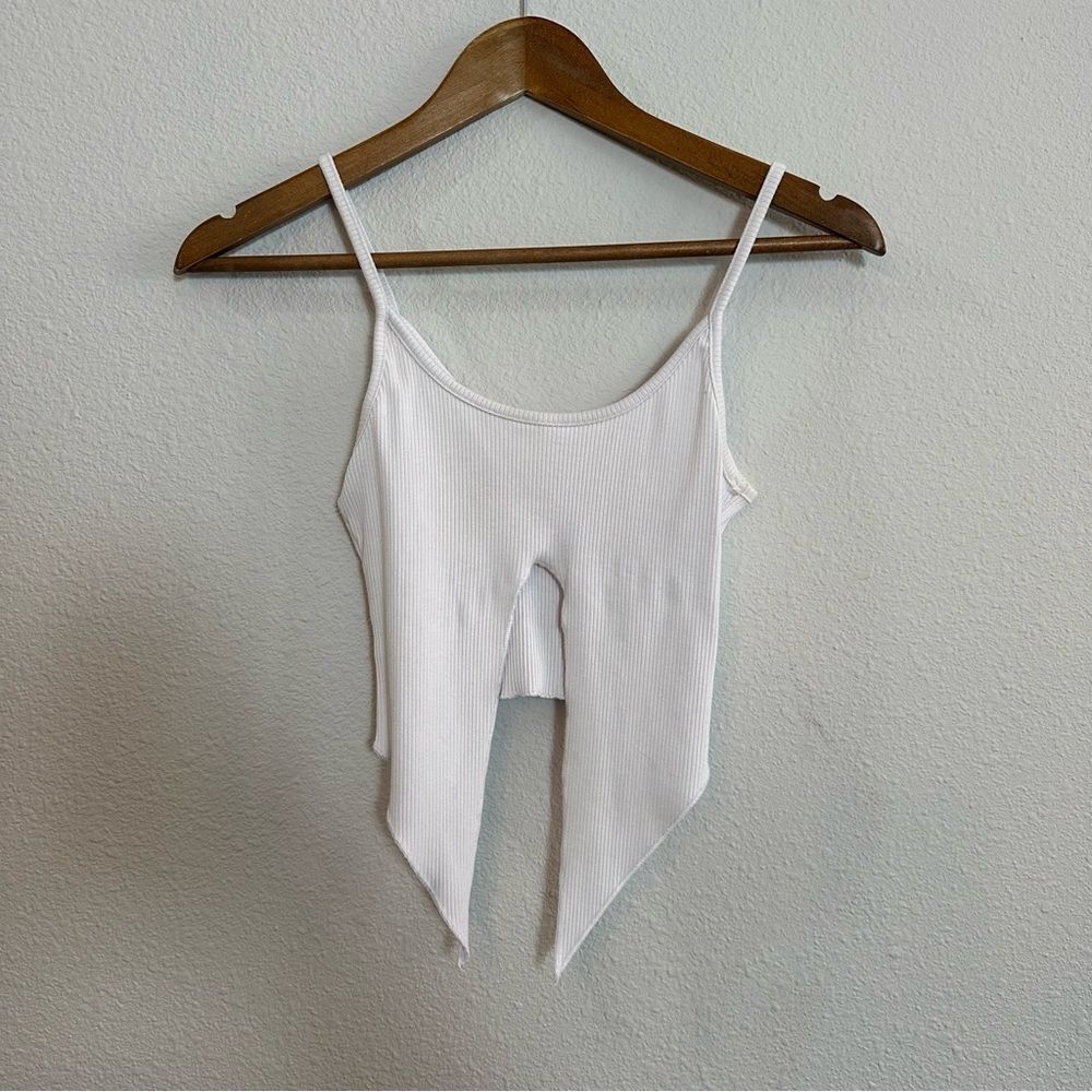 UO Crop Split Front Ribbed Tank Cap 011
